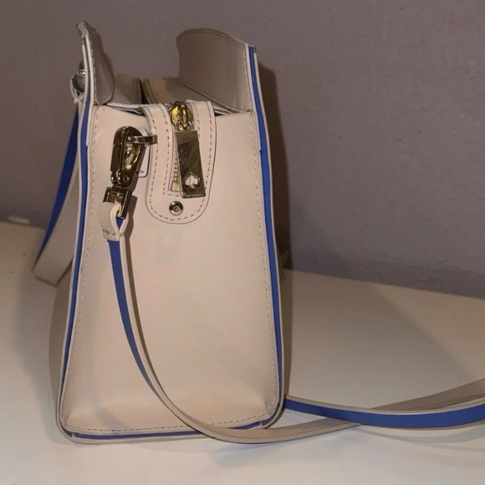 Kate Spade Arbour Hill Candace Leather Satchel Crossbody Pumice Blue Work Bag - Picture 11 of 11